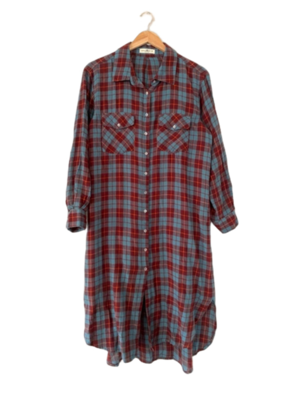 Natural Life Plaid Midi Shirt Dress, Size M, Red and Blue grunge boho festival - Picture 3 of 6